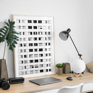 Minimalistischer Fenster Kunstdruck: Schwarz-weiß Architektur Poster