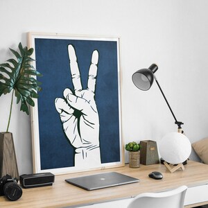 Peace Sign Wall Art, Street Art Poster, Peace Sign Print, Graffiti Wall Art Gift, Peace Poster, Peace and Love Art Print, Blue Artwork image 4