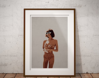 Pin up Girl Print, Bikini Prints, Minimalist Wall Art, Fashion Wall Art Print, Feminist Gift, Vintage Art, 60s Decor, Glamour Prints