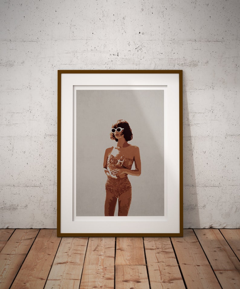 Pin up Girl Print, Bikini Print Retro Poster, Minimalist Wall Art, Fashion Girl Poster, Feminist Gift, Vintage Art 60s Pin Up Girl Wall Art 