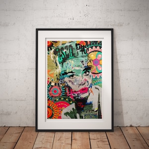 Colour Girl Print, Street Art Print, Feminist Print Wall Art, Urban Vintage Woman Colourful Poster Graffiti Gift Urban Wall Art Decor