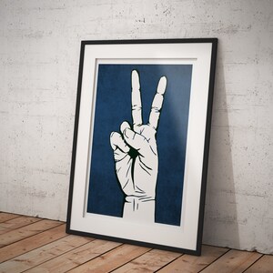 Peace Sign Wall Art, Street Art Poster, Peace Sign Print, Graffiti Wall Art Gift, Peace Poster, Peace and Love Art Print, Blue Artwork image 3