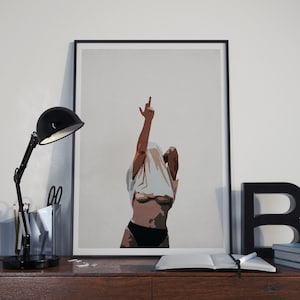 Middle Finger Feminism Art Print, Powerful Women Wall Art, Girl Power, Swearing Poster, Feminist Gift, Gifts for Her