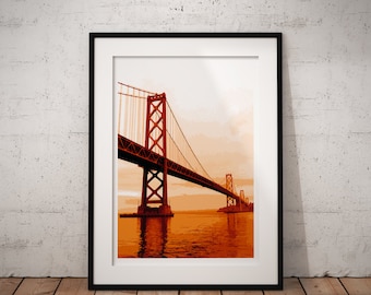 Golden Gate Bridge Print, Golden Gate Wall Art, Travel Poster San Francisco Poster San Francisco Gift California Wall Art Deco Interior