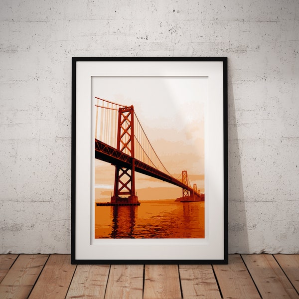 Golden Gate Bridge Print, Golden Gate Wall Art, Travel Poster San Francisco Poster San Francisco Gift California Wall Art Deco Interior