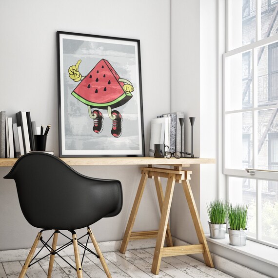 Watermelon Street Art Print: Urban Kitchen Wall Decor