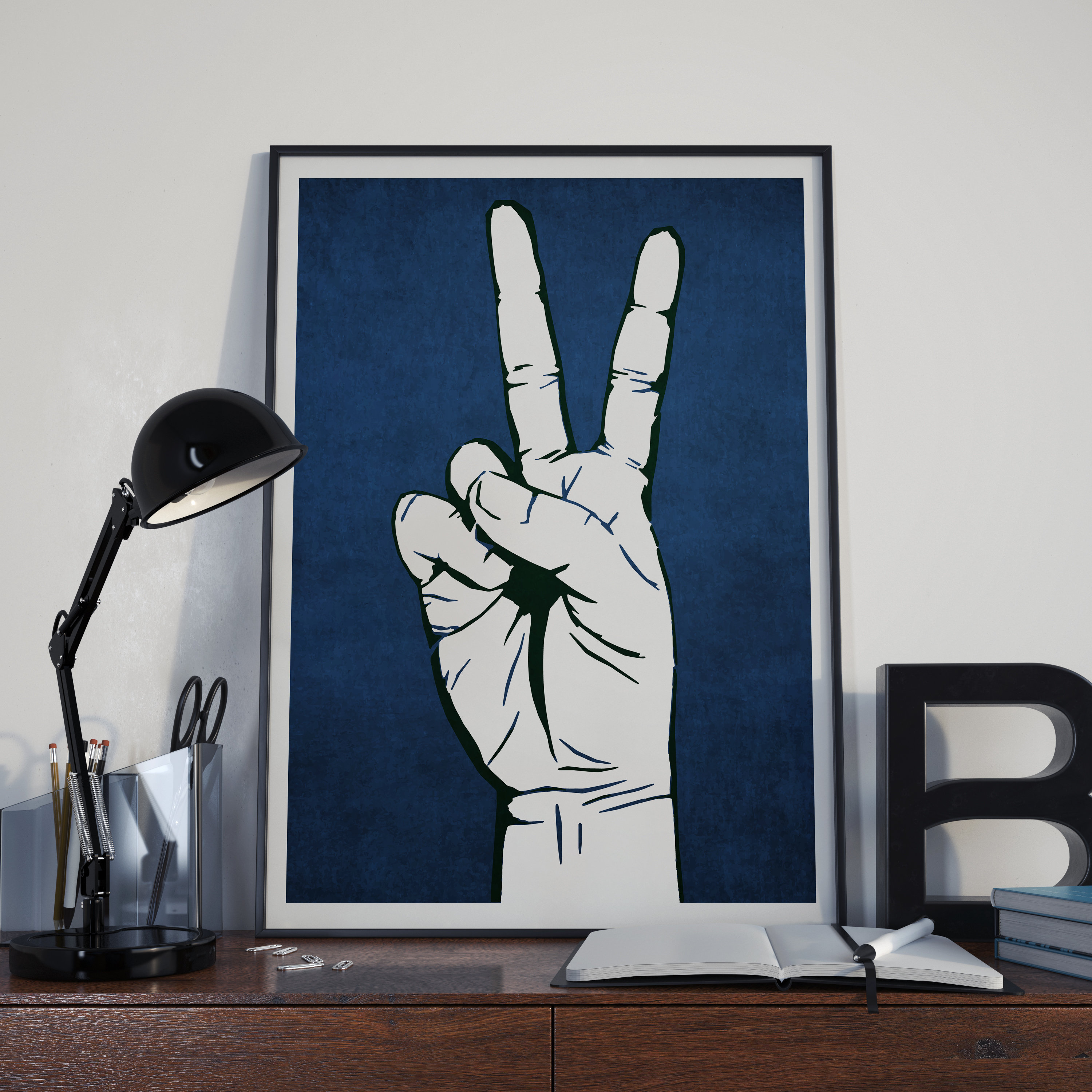 Peace Sign Wall Art Street Art Peace Sign Vintage Blue Etsy UK