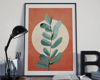 Leaf Print Plant Poster, Minimal Abstract Plant Wall Art, Art botanique déco, Minimal Wall Art, Plant Wall Art, Abstract Botanical Prints