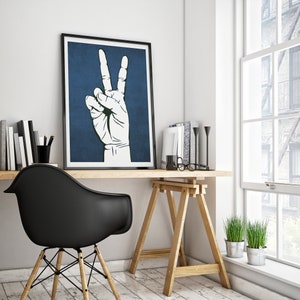 Peace Sign Wall Art, Street Art Poster, Peace Sign Print, Graffiti Wall Art Gift, Peace Poster, Peace and Love Art Print, Blue Artwork image 5