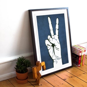 Peace Sign Wall Art, Street Art Poster, Peace Sign Print, Graffiti Wall Art Gift, Peace Poster, Peace and Love Art Print, Blue Artwork image 7