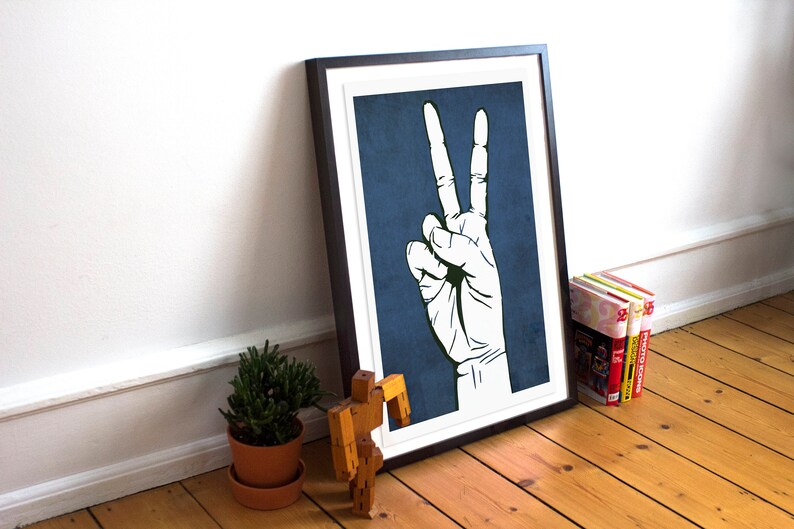 Peace Sign Wall Art, Street Art Poster, Peace Sign Print, Graffiti Wall Art Gift, Peace Poster, Peace and Love Art Print, Blue Artwork image 7