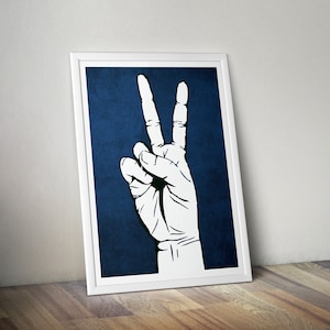 Peace Sign Wall Art, Street Art Poster, Peace Sign Print, Graffiti Wall Art Gift, Peace Poster, Peace and Love Art Print, Blue Artwork image 6