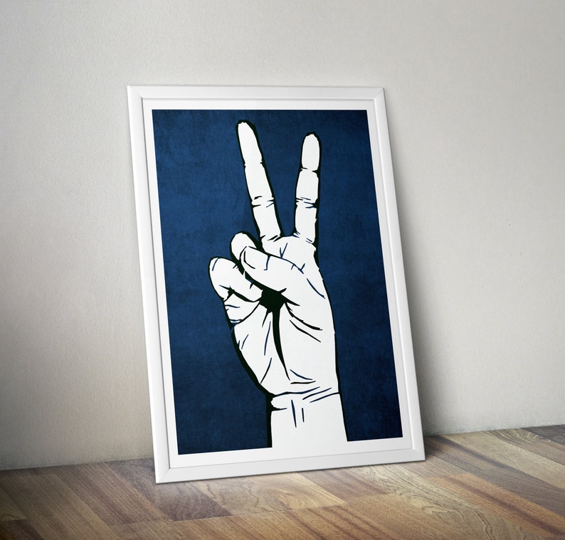 Peace Sign Wall Art, Street Art Poster, Peace Sign Print, Graffiti Wall Art Gift, Peace Poster, Peace and Love Art Print, Blue Artwork image 6