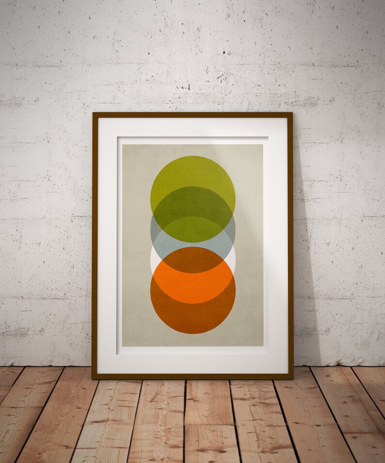 Circles Print Abstract Print Mid Century Wall Art Retro Etsy UK