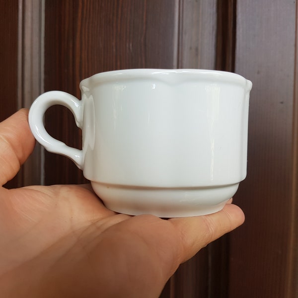 German vintage solid white porcelain coffee cup, BAUSCHER Weiden Bavaria Germany drinkware