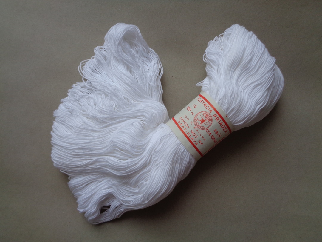Thread 80s 80s Slovak Vintage White Cotton Crochet Threads 700m / 100g Skein - Etsy