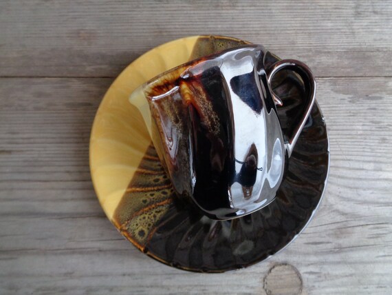 Vintage Pottery Drip Glaze Ceramic Coffee Tea Set Vintage Etsy