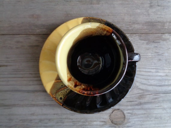 Vintage Pottery Drip Glaze Ceramic Coffee Tea Set Vintage Etsy