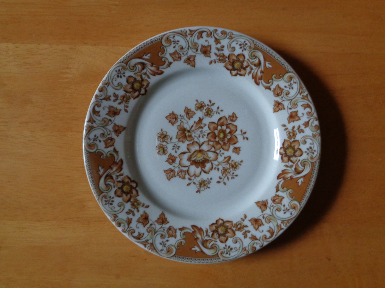 MZ Czechoslovakia Vintage Plate With Caramel & Brown Floral Etsy