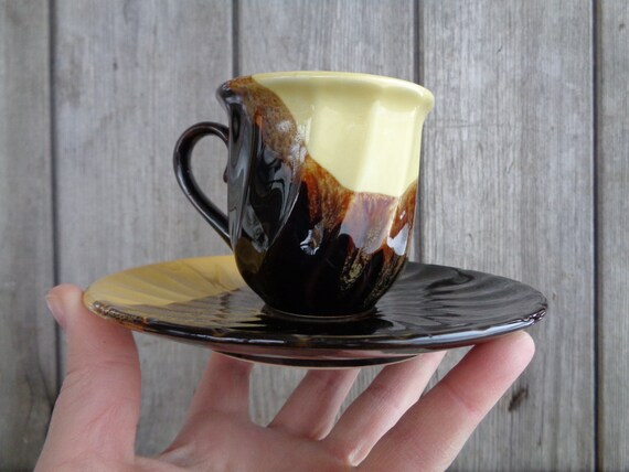 Vintage Pottery Drip Glaze Ceramic Coffee Tea Set Vintage Etsy