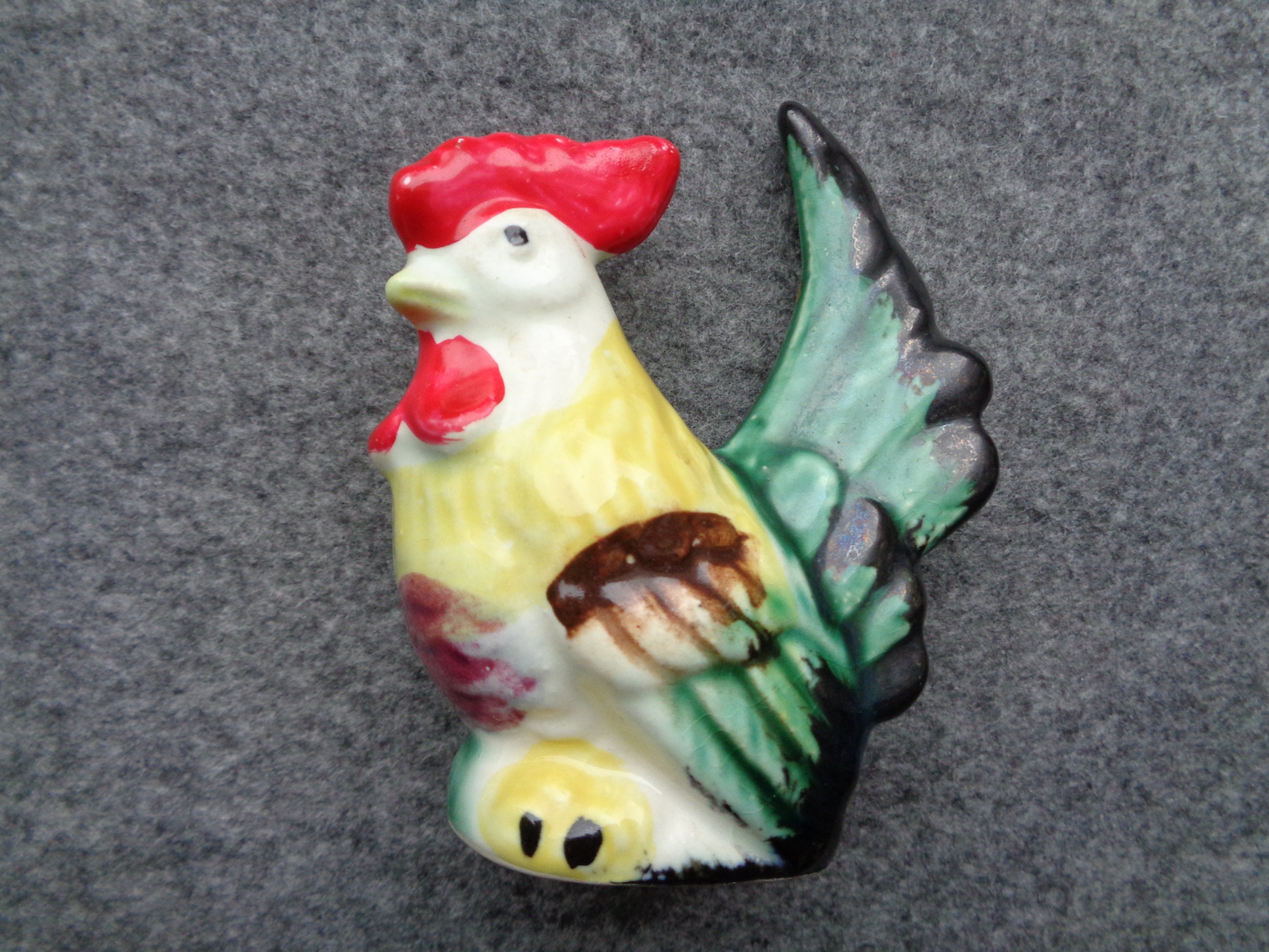 Figurine Vintage Coq En Céramique – Déco Ferme Peinte à La Main