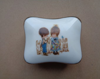 Porcelain Lidded Box Petticoats and Pantaloons by Roth made in Japan; Vintage Porcelain Dish with Lid; Small Trinket Box; Wedding Ring Box