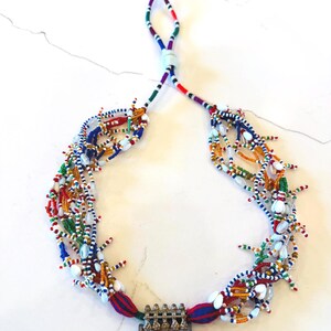 Vintage Rabari Tribal Amulet Necklace, Ceremonial Beadwork, Protective Talisman, from Kutch, Gujarat, India, Collectible