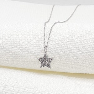 silver star necklace,925 sterling silver necklace,Star necklace,handmade necklace,star pendant crystal,jewellery necklace,gift for her