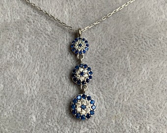 Evil eye necklace Silver, 925 Sterling silver necklace,Evil eye,Handmade necklace,Evil eye charm necklace,Gift for her,Lucky necklace,Nazar