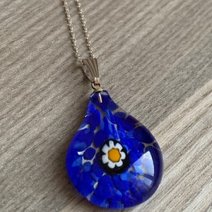 Evil eye necklace,Sterling Silver 18 inch Chain,Handmade necklace,Evil eye glass pendant