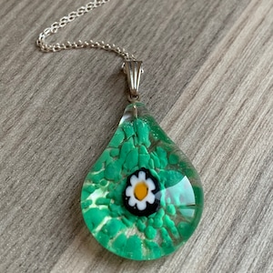 Evil eye necklace,Sterling Silver 18 inch Chain,Handmade necklace,Evil eye glass pendant