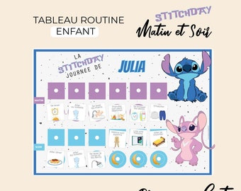 STITCHDAY Tableau routine Matin et Soir Enfant Montessori 6 vignettes taches quotidiennes fan de stitch