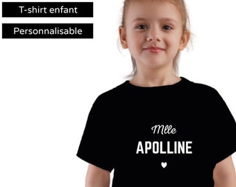 Minimalist customizable child's t-shirt personalized first name 6 sizes girl boy custom tshirt in France, artisanal fast delivery