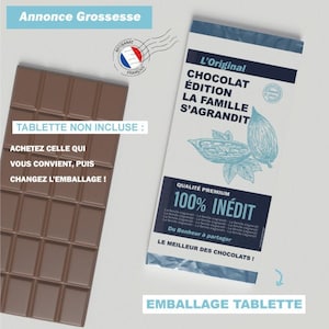 Emballage tablette de chocolat Annonce grossesse noël contour papier la famille s'agrandit père noel envoi rapide christmas cadeau surprise image 7