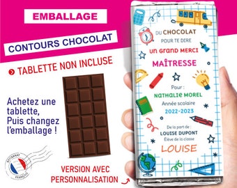 Merci pour cette année cadeau maitresse maitre nounou atsem Emballage tablette de chocolat envoi rapide cadeau surprise