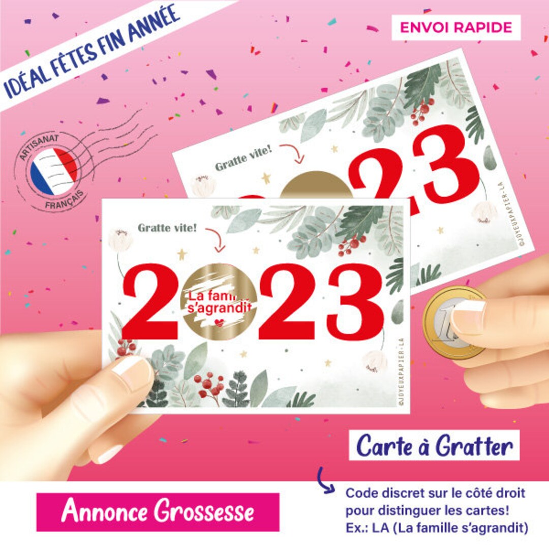 2023 Annonce grossesse noël carte à gratter ticket noel la Etsy France