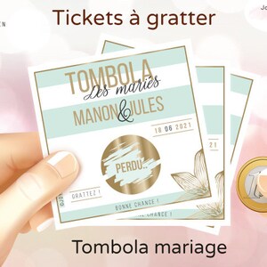 Tombola mariage personnalisée lot de tickets carte jeu à gratter personnalisé animation originale en alternative au jeu de la jarretière image 3