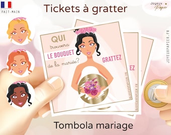 game bride bouquet Tombola personalized or neutral wedding lot of tickets card scratch game alternative animation garter