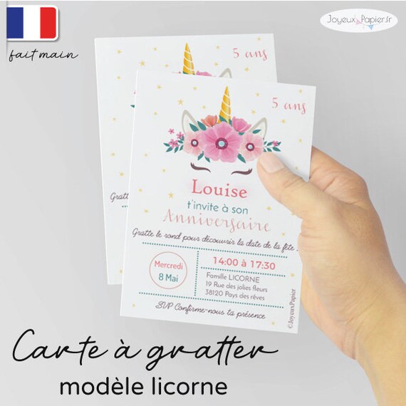 Carte A Gratter Invitation Anniversaire Enfant Fille Modele Etsy France