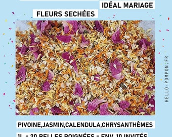 Mix Fleurs séchées confettis mariage écologique pétales Pivoine Jasmin Calendula Chrysanthème alternative confetti papier Expédition rapide