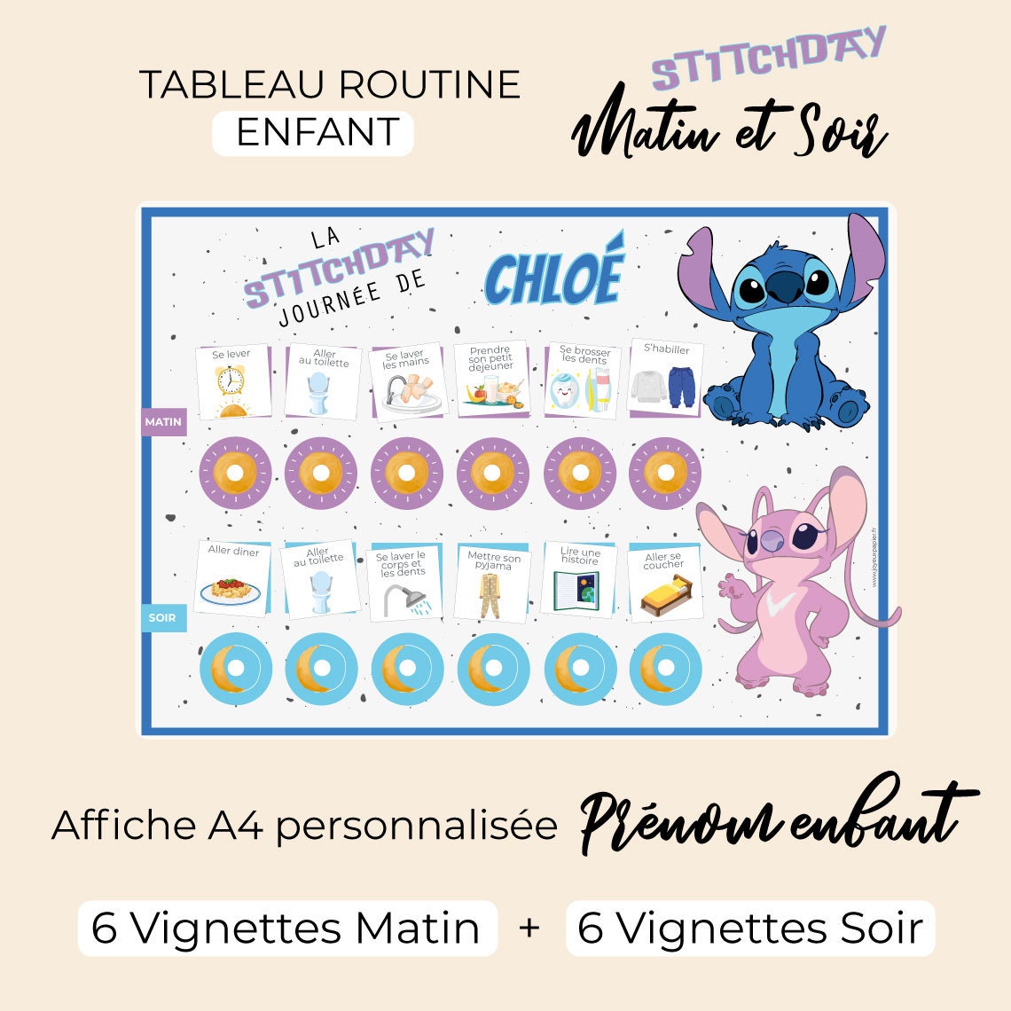 SPIDAY Affiche Tableau routine Matin et Soir Enfant Montessori support ...