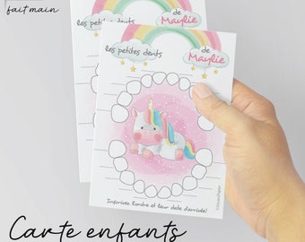 Carte les petites dents de + prénom bébé : les quenottes de votre enfant une jolie carte souvenir livraison rapide Fait Main en France