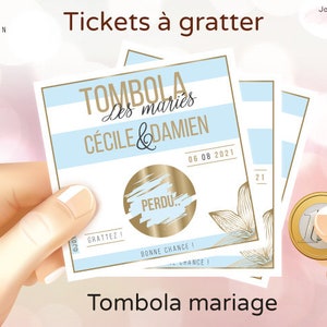 Tombola mariage personnalisée lot de tickets carte jeu à gratter personnalisé animation originale en alternative au jeu de la jarretière image 4