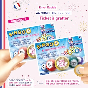 Annonce grossesse originale carte à gratter chance bébé est en route ticket réaliste cadeau surprise famille style fdj exp. rapide!