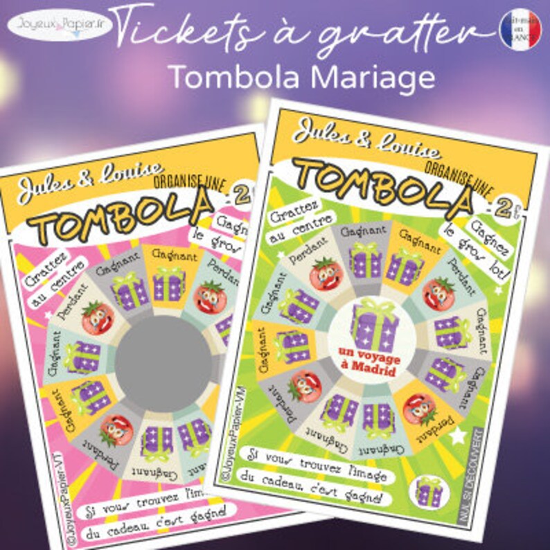 Tombola à gratter personnalisée mariage tickets carte jeu a | Etsy France
