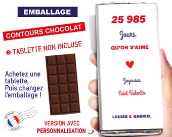 Emballage tablette de chocolat Saint Valentin contour papier envoi rapide christmas cadeau surprise amour st valentin pas cher original