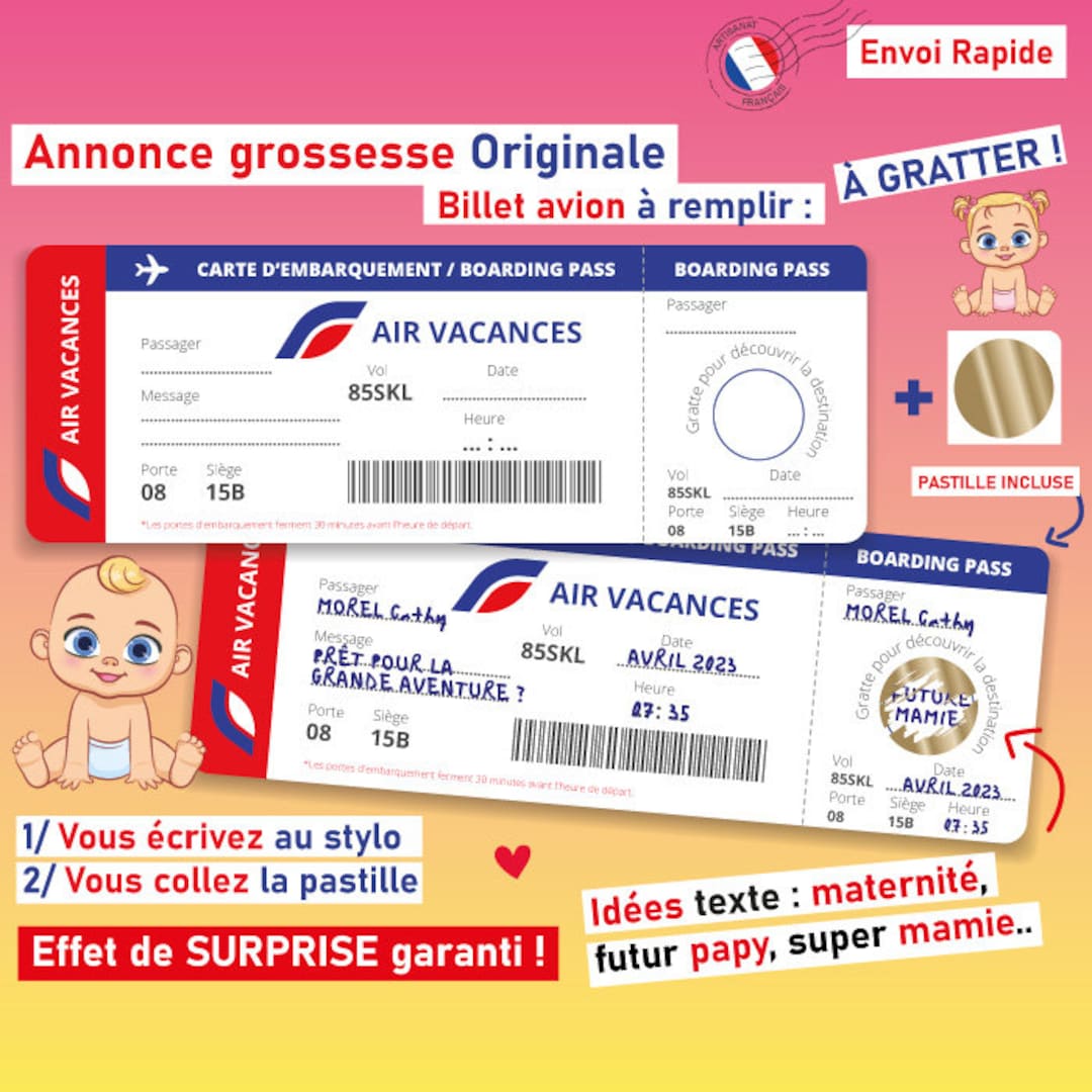 Pregnancy Announcement Scratch Plane Ticket Surprise Boarding Pass