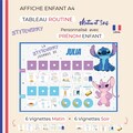 STITCHDAY Children's Morning and Evening Routine Chart Montessori 6 vignettes daily tasks stitch fan product logo