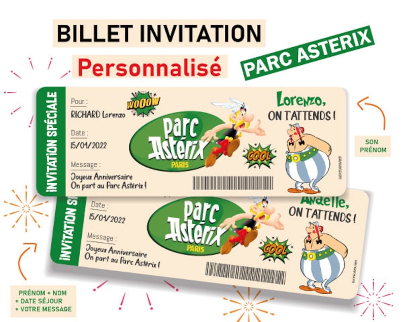 Ticket invitation Disneyland Billet personnalisable Carte surprise personnalisée annonce voyage originale cadeau noel eurodisney enfant image 3