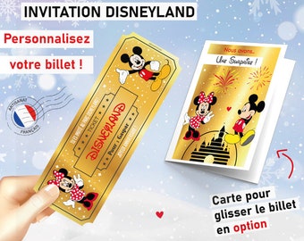 Ticket invitation Disneyland Billet personnalisable Carte surprise personnalisée annonce voyage originale cadeau noel eurodisney enfant